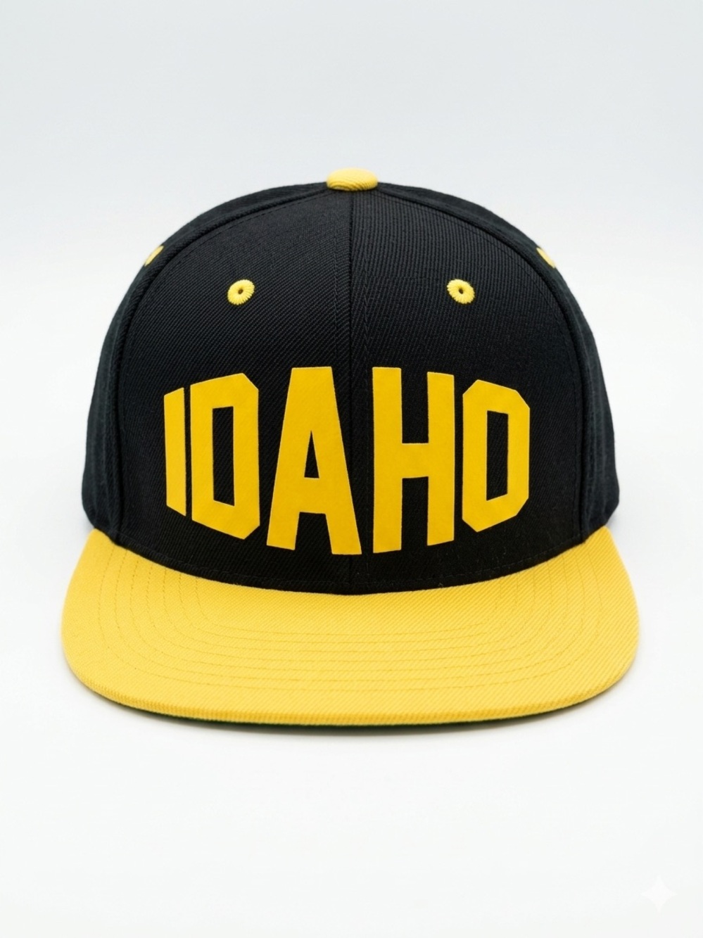 Idaho Snapback Hat Black Yellow Flat Brim Cap Adjustable Pro Line